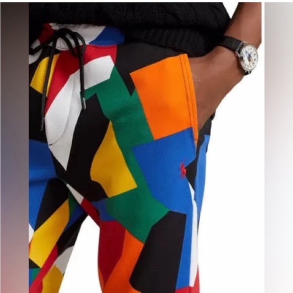 NWT Polo Ralph Lauren Abstract-Print Double-Knit Jogger Pants - Picture 2 of 7